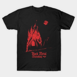 Black Metal Burning Church (red version) T-Shirt